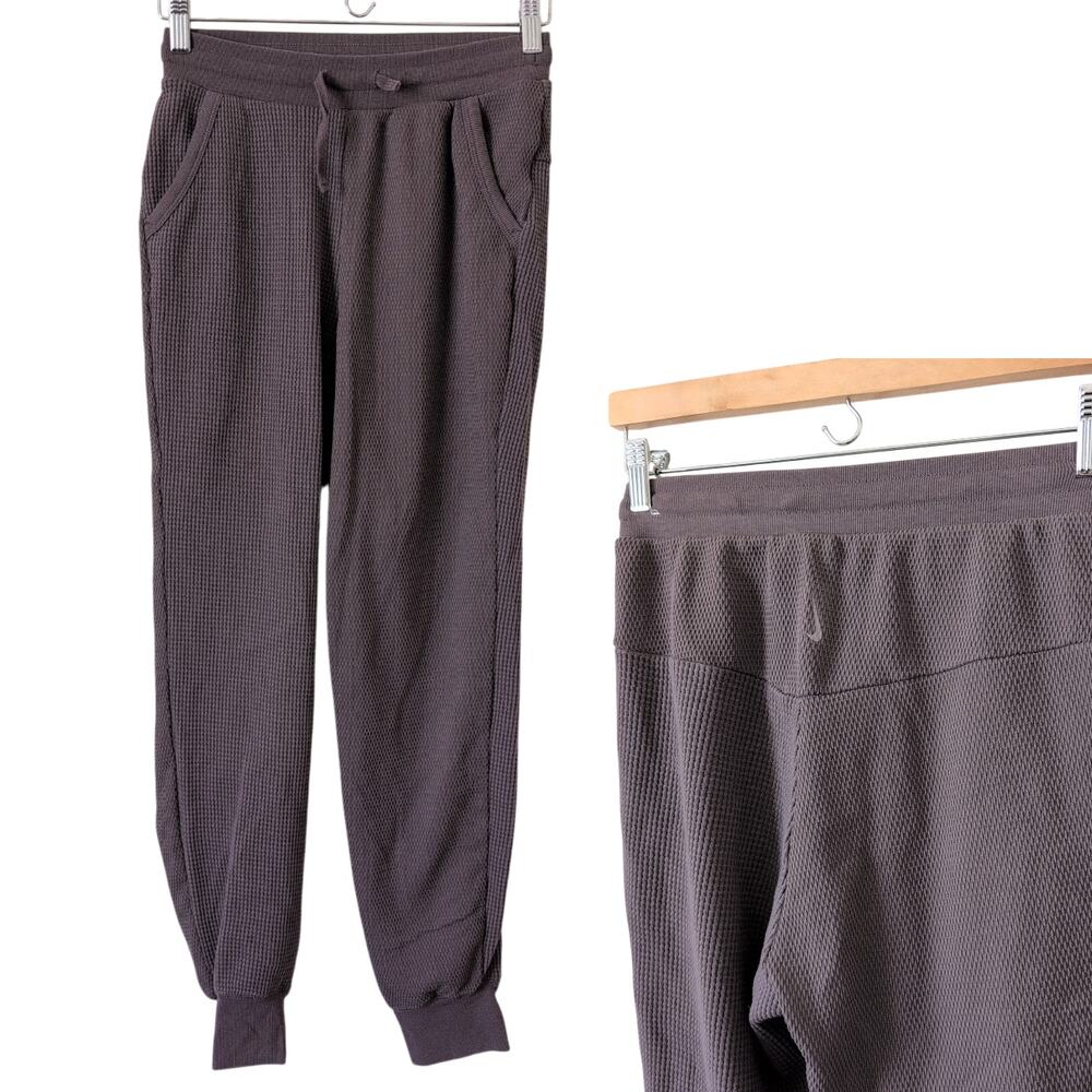 NIKE Yoga Pants XS Luxe Dri-fit Womens Jogger Violet Purple Smoke Thermal Waffle